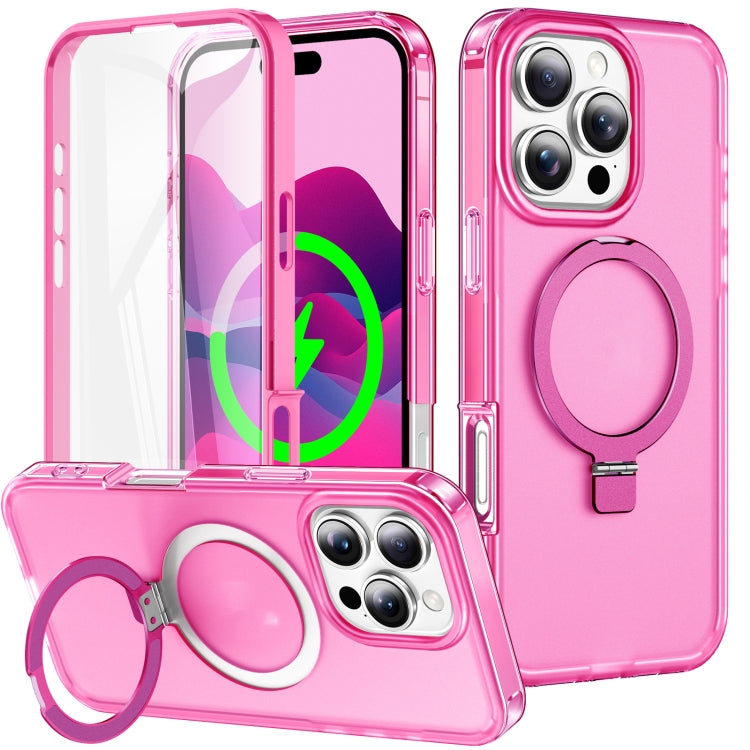 For iPhone 16 Pro Max Frosted Skin Feel MagSafe Holder 360 Full Body Phone Case(Rose Red) - iPhone 16 Pro Max Cases by PMC Jewellery | Online Shopping South Africa | PMC Jewellery | Buy Now Pay Later Mobicred