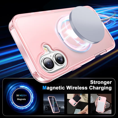 For iPhone 16 Plus Frosted Skin Feel MagSafe Holder 360 Full Body Phone Case(Pink) - iPhone 16 Plus Cases by PMC Jewellery | Online Shopping South Africa | PMC Jewellery | Buy Now Pay Later Mobicred