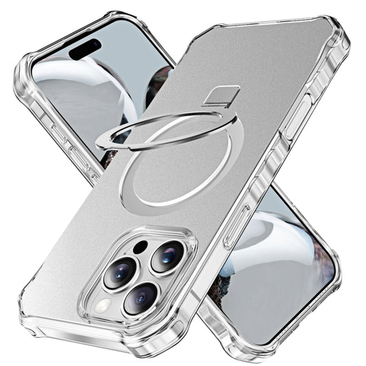 For iPhone 16 Pro Solid Color Wave MagSafe Holder Phone Case(Silver) - iPhone 16 Pro Cases by PMC Jewellery | Online Shopping South Africa | PMC Jewellery | Buy Now Pay Later Mobicred