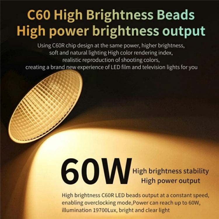 C60R 60W RGB Stage Lamp Professional Video Photography COB Fill Light, Plug:US Plug - Selfie Light by PMC Jewellery | Online Shopping South Africa | PMC Jewellery | Buy Now Pay Later Mobicred