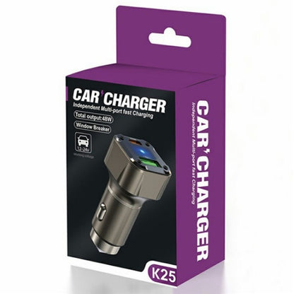 K25 Fast Charging Metal Window Breaker Car Charger Adapter PD 30W Super Charger - Car Charger by PMC Jewellery | Online Shopping South Africa | PMC Jewellery | Buy Now Pay Later Mobicred