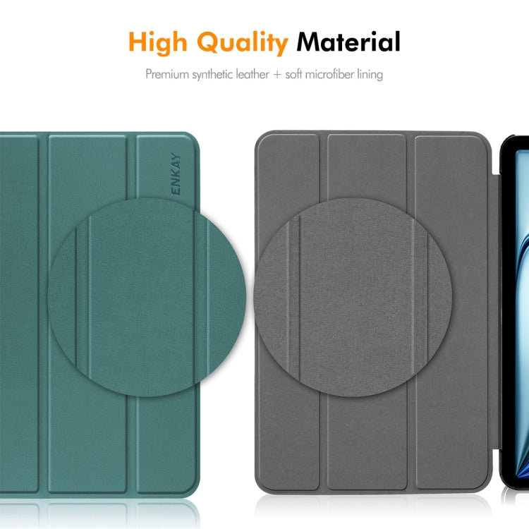 For Samsung Galaxy Tab S10+ / S9+ / S9 FE+ ENKAY Tri-fold Custer Texture Plastic Leather Smart Tablet Case with Pen Slot(Dark Blue) - Galaxy Tab S9+ Cases by ENKAY | Online Shopping South Africa | PMC Jewellery | Buy Now Pay Later Mobicred