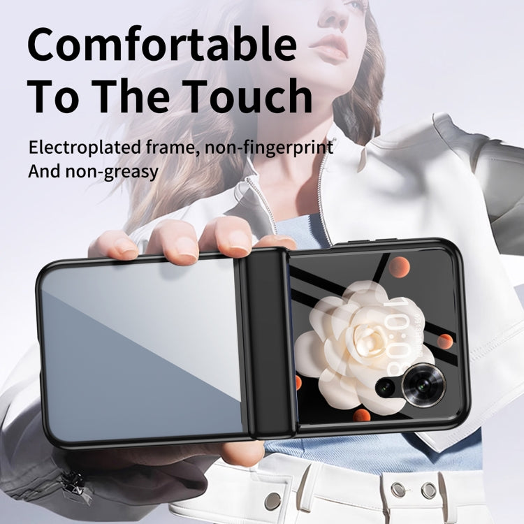 For Honor Magic V Flip Plating Transparent Folding Hinged Phone Case(Black) - Honor Cases by PMC TechLife | Online Shopping South Africa | PMC TechLife | Buy Now Pay Later Mobicred