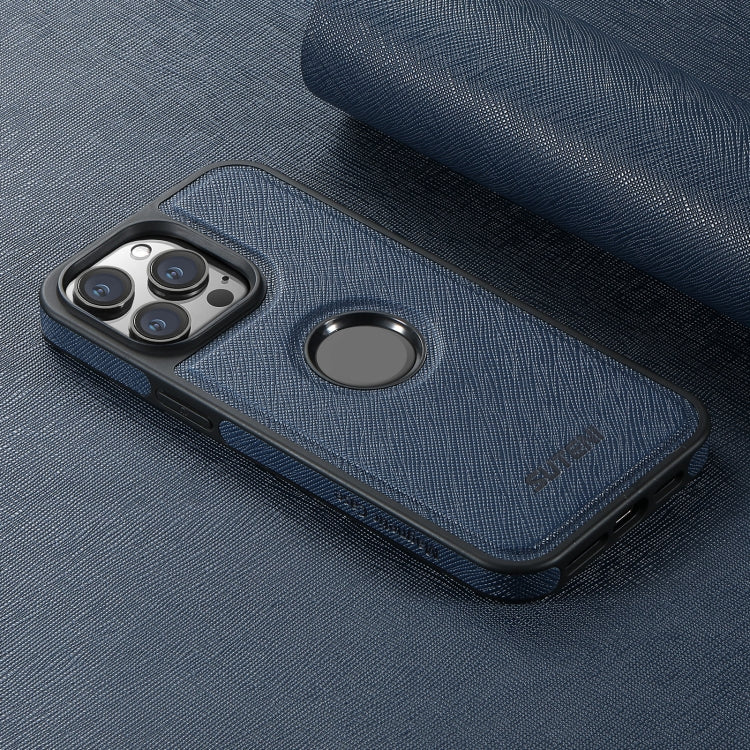 For iPhone 16 Plus Suteni G1 Cross Texture MagSafe Phone Case(Blue) - free shipping - PMC Jewellery - Order now!