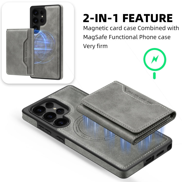 For Samsung Galaxy S25+ 5G Shield Multi-functional MagSafe Card Bag Phone Case(Grey) - Galaxy S25+ 5G Cases by PMC Jewellery | Online Shopping South Africa | PMC Jewellery | Buy Now Pay Later Mobicred