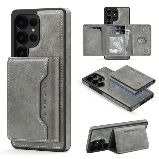 For Samsung Galaxy S25 Ultra 5G Shield Multi-functional MagSafe Card Bag Phone Case(Grey) - Galaxy S25 Ultra 5G Cases by PMC Jewellery | Online Shopping South Africa | PMC Jewellery | Buy Now Pay Later Mobicred