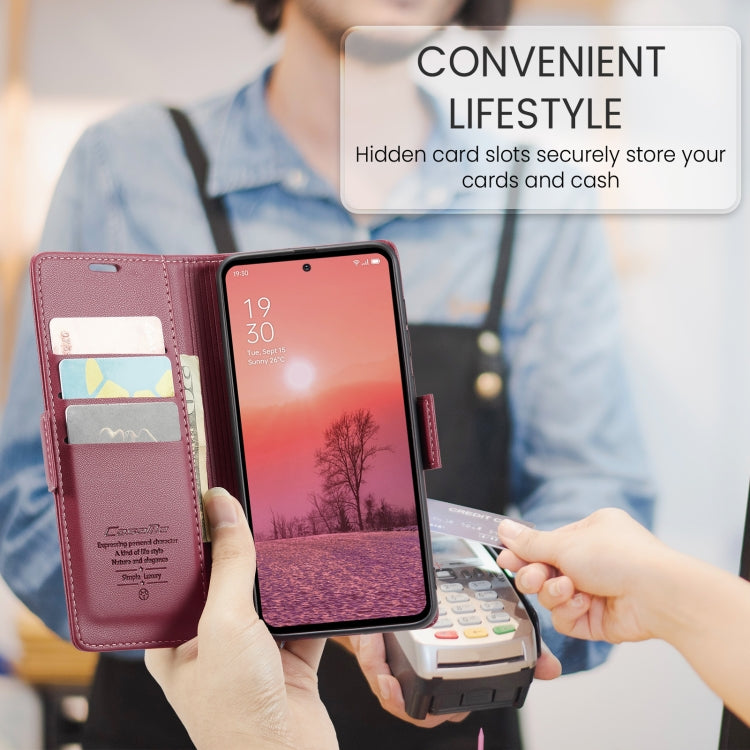 For OPPO Reno12 Pro 5G Global CaseMe 023 Butterfly Buckle Litchi Texture RFID Anti-theft Leather Phone Case(Red) - Reno12 Pro Cases by CaseMe | Online Shopping South Africa | PMC Jewellery | Buy Now Pay Later Mobicred