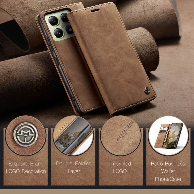 For Xiaomi 14T CaseMe 013 Multifunctional Horizontal Flip Leather Phone Case(Brown) - 14T Cases by CaseMe | Online Shopping South Africa | PMC Jewellery | Buy Now Pay Later Mobicred