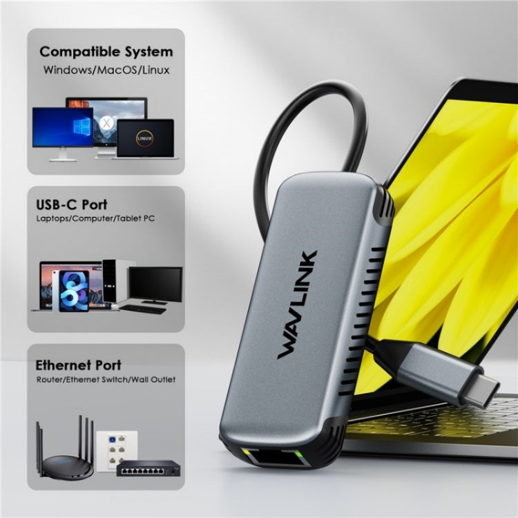 WAVLINK NWU340G 5Gbps Wired Network Converter USB-C to RJ45 Gigabit Ethernet Adapter - free shipping - PMC TechLife - Order now!