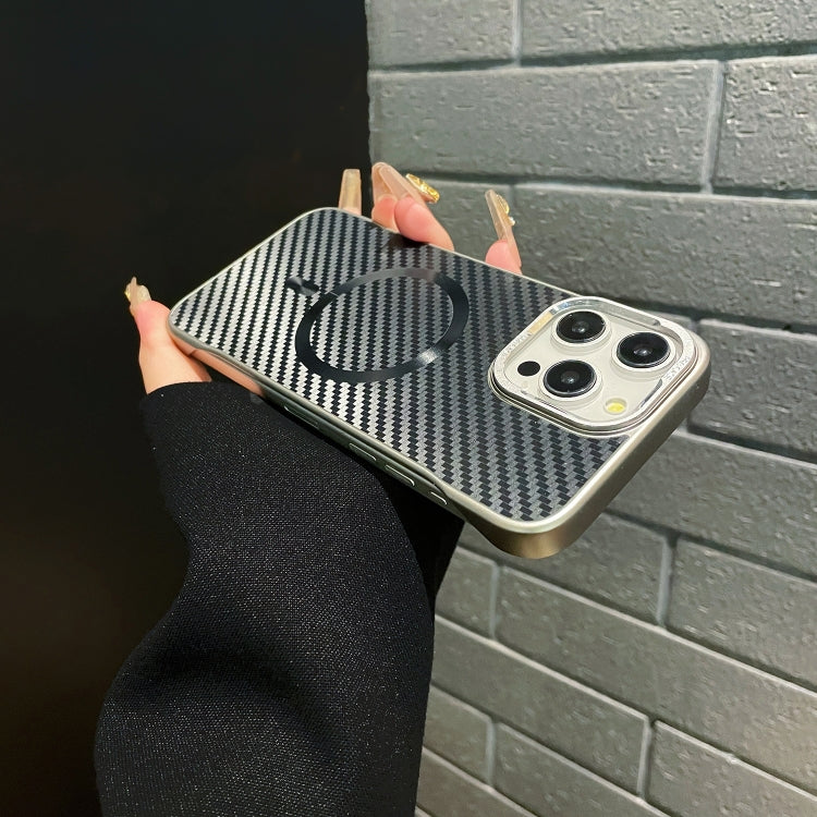 For iPhone 12 Pro Max AG Carbon Fiber Frameless MagSafe Phone Case(Pink) - iPhone 12 Pro Max Cases by PMc TechLife | Online Shopping South Africa | PMc TechLife | Buy Now Pay Later Mobicred