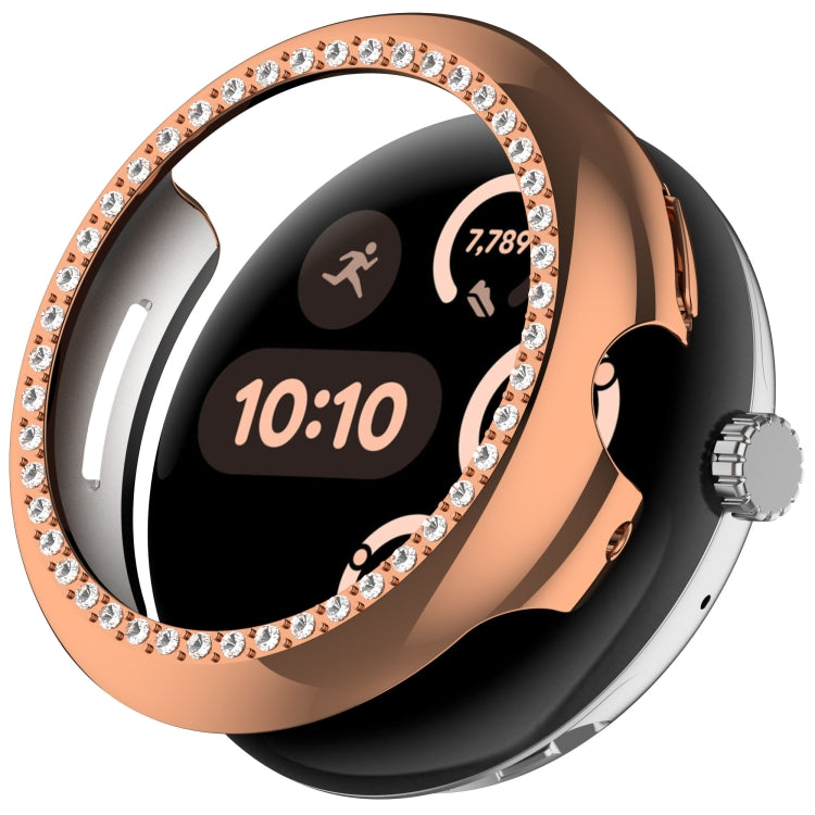 For Google Pixel Watch Diamond Electroplated PC Half Coverage Watch Protective Case(Rose Gold) - Watch Cases by PMC TechLife | Online Shopping South Africa | PMC TechLife | Buy Now Pay Later Mobicred