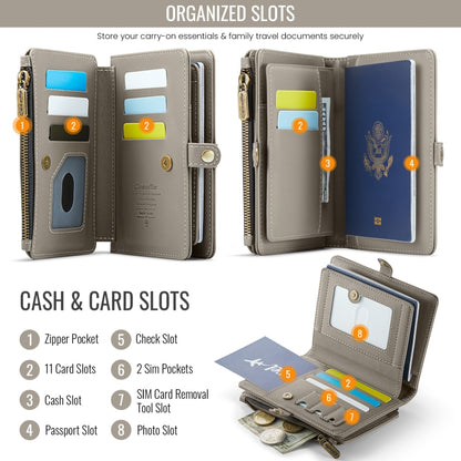 CaseMe-Me60 Multi-functional Anti-theft Swipe Passport Wallet(Grey) -  by CaseMe | Online Shopping South Africa | PMC Jewellery | Buy Now Pay Later Mobicred