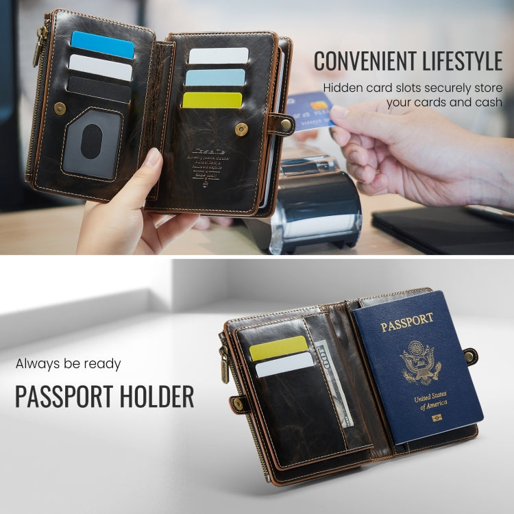 CaseMe-Me60 Multi-functional Anti-theft Swipe Passport Wallet(Brown) -  by CaseMe | Online Shopping South Africa | PMC Jewellery | Buy Now Pay Later Mobicred