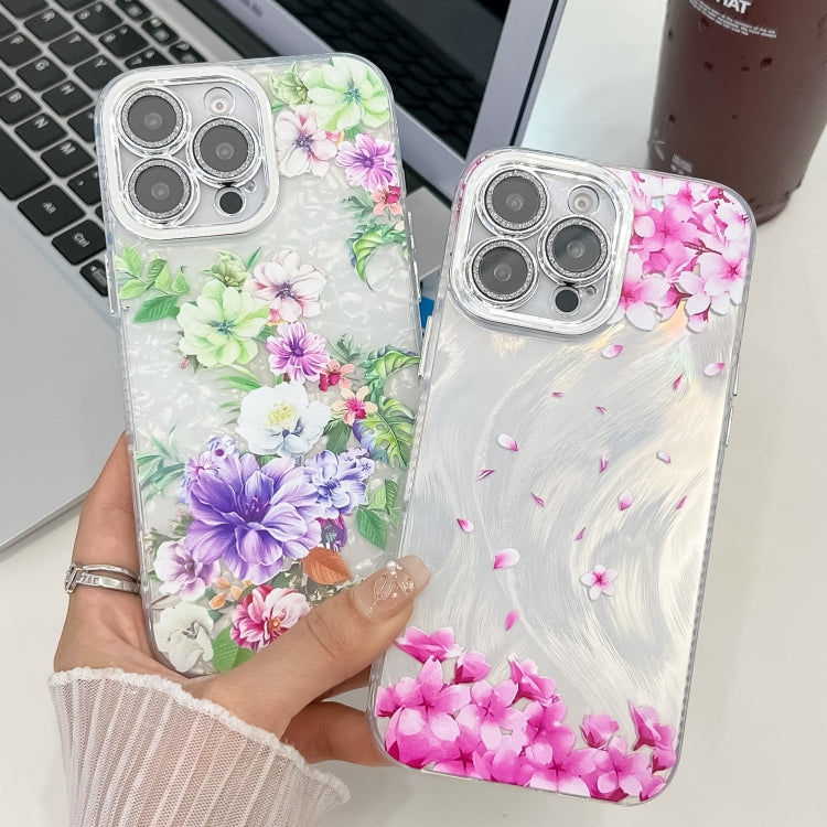 For iPhone 16e Electroplating Flowers Plants Texture TPU Phone Case(Gardenia FL15) - iPhone 16e Cases by PMC TechLife | Online Shopping South Africa | PMC TechLife | Buy Now Pay Later Mobicred