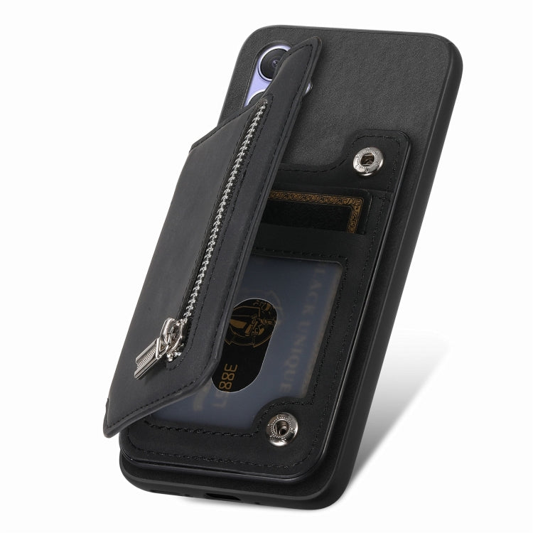 For Nothing Phone 2a Retro MagSafe Zipper Wallet Card Bag Back Phone Case(Black) - free shipping - PMC TechLife - Order now!