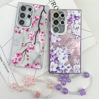 For Samsung Galaxy S25+ 5G Electroplating Flowers Plants Texture Wristband TPU Phone Case(Wildflower FL2) - Galaxy S25+ 5G Cases by PMC Jewellery | Online Shopping South Africa | PMC Jewellery | Buy Now Pay Later Mobicred