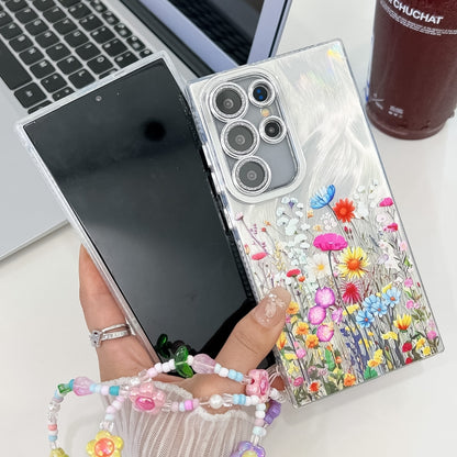 For Samsung Galaxy S25 Ultra 5G Electroplating Flower Texture Wristband TPU Phone Case(Red Plum Blossom SH2) - Galaxy S25 Ultra 5G Cases by PMC Jewellery | Online Shopping South Africa | PMC Jewellery | Buy Now Pay Later Mobicred