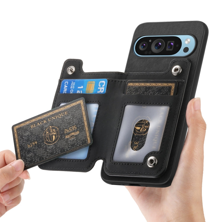 For Google Pixel 9 Pro XL Retro MagSafe Zipper Wallet Card Bag Back Phone Case(Black) - Google Cases by PMC TechLife | Online Shopping South Africa | PMC TechLife | Buy Now Pay Later Mobicred