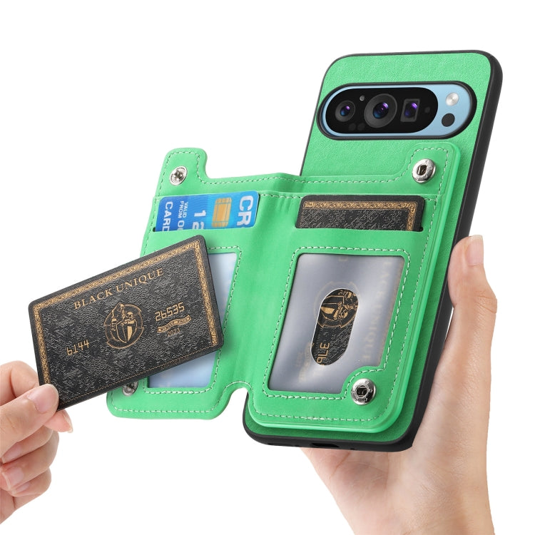For Google Pixel 8a Retro MagSafe Zipper Wallet Card Bag Back Phone Case(Green) - Google Cases by PMC TechLife | Online Shopping South Africa | PMC TechLife | Buy Now Pay Later Mobicred