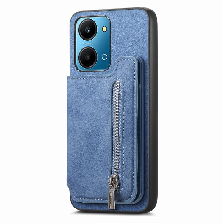 For Honor X50i+ Retro MagSafe Zipper Wallet Card Bag Back Phone Case(Blue) - Honor Cases by PMC TechLife | Online Shopping South Africa | PMC TechLife | Buy Now Pay Later Mobicred