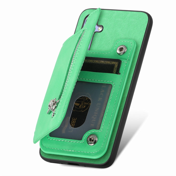 For Honor X50i+ Retro MagSafe Zipper Wallet Card Bag Back Phone Case(Green) - Honor Cases by PMC TechLife | Online Shopping South Africa | PMC TechLife | Buy Now Pay Later Mobicred