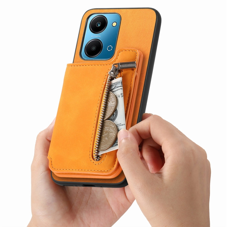 For Honor 90 Pro 5G Retro MagSafe Zipper Wallet Card Bag Back Phone Case(Yellow) - Honor Cases by PMC TechLife | Online Shopping South Africa | PMC TechLife | Buy Now Pay Later Mobicred