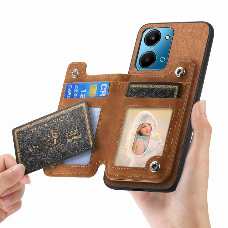 For Honor 90 Retro MagSafe Zipper Wallet Card Bag Back Phone Case(Brown) - Honor Cases by PMC TechLife | Online Shopping South Africa | PMC TechLife | Buy Now Pay Later Mobicred