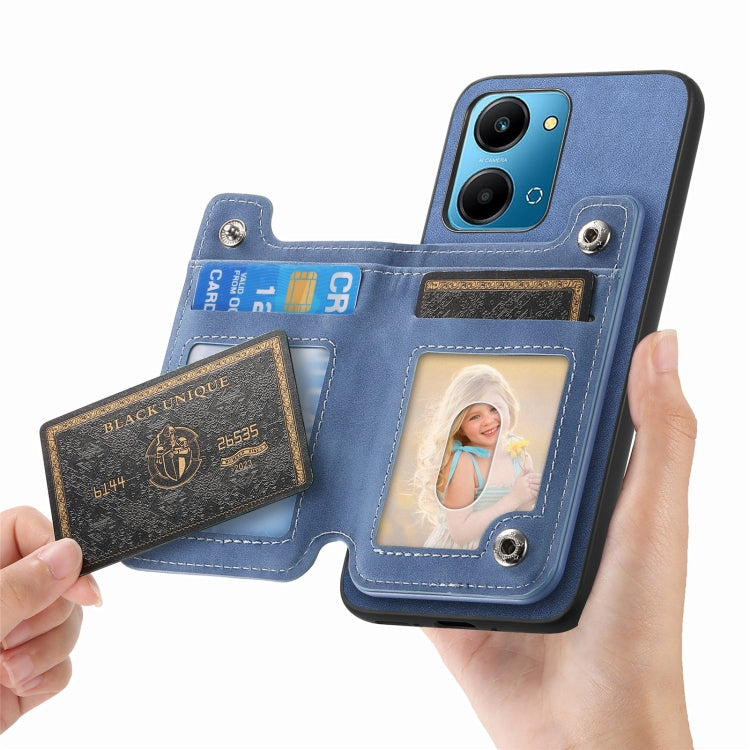 For Honor Play 7T / X7a Retro MagSafe Zipper Wallet Card Bag Back Phone Case(Blue) - free shipping - PMC TechLife - Order now!