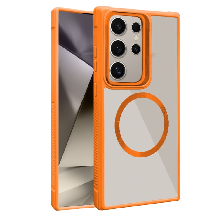 For Samsung Galaxy S25 Ultra 5G Plated CD Texture MagSafe Acrylic Hybrid TPU Phone Case(Orange) - Galaxy S25 Ultra 5G Cases by PMC Jewellery | Online Shopping South Africa | PMC Jewellery | Buy Now Pay Later Mobicred