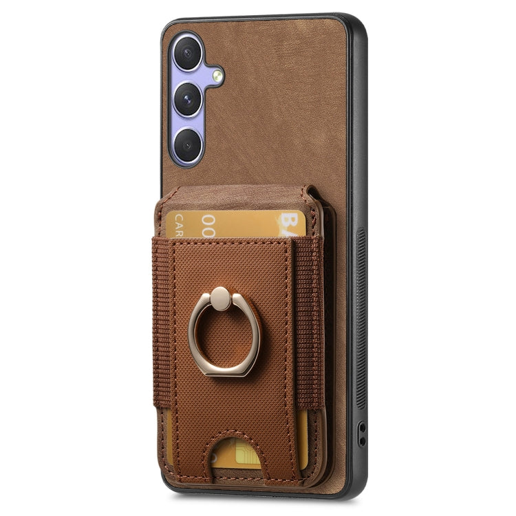 For Samsung Galaxy S25 5G Retro Splitable Magnetic Stand Card Bag Leather Phone Case(Brown) - Galaxy S25 5G Cases by PMC Jewellery | Online Shopping South Africa | PMC Jewellery | Buy Now Pay Later Mobicred