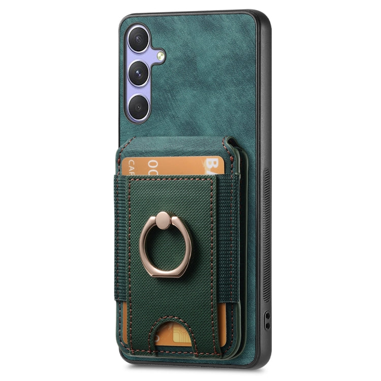 For Samsung Galaxy S25+ 5G Retro Splitable Magnetic Stand Card Bag Leather Phone Case(Green) - Galaxy S25+ 5G Cases by PMC Jewellery | Online Shopping South Africa | PMC Jewellery | Buy Now Pay Later Mobicred