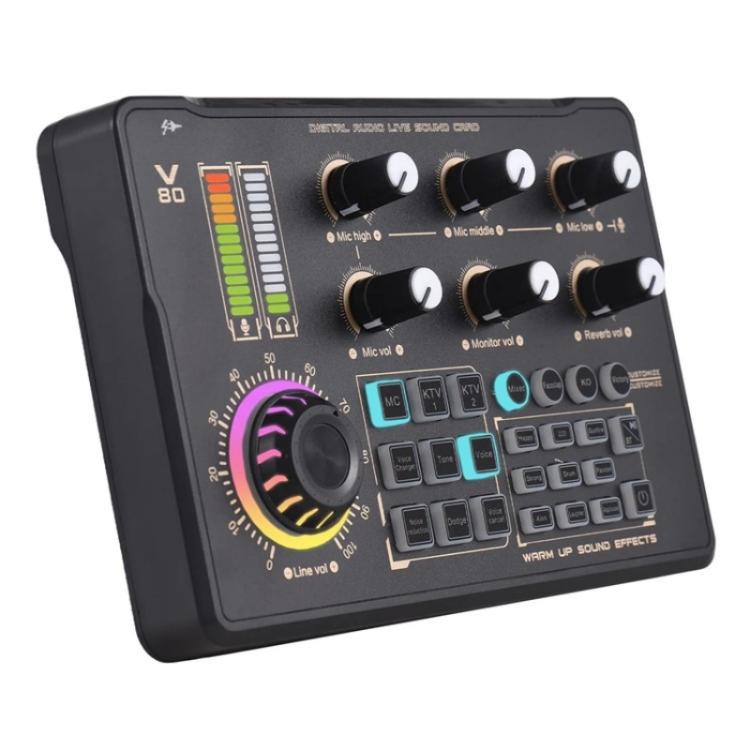 V80 For Mobile Phone Computer Portable Live Streaming Karaoke Sound Card Mixer - Live Sound Effects Processors by PMC TechLife | Online Shopping South Africa | PMC TechLife | Buy Now Pay Later Mobicred