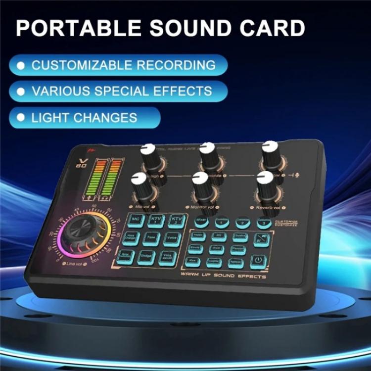 V80 For Mobile Phone Computer Portable Live Streaming Karaoke Sound Card Mixer - Live Sound Effects Processors by PMC TechLife | Online Shopping South Africa | PMC TechLife | Buy Now Pay Later Mobicred