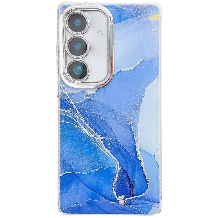For Samsung Galaxy S25 5G Electroplated Marble Texture Phone Case(Dark Blue M16) - Galaxy S25 5G Cases by PMC Jewellery | Online Shopping South Africa | PMC Jewellery | Buy Now Pay Later Mobicred