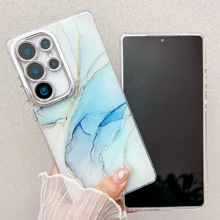 For Samsung Galaxy S25+ 5G Electroplated Marble Texture Phone Case(Blue M11) - Galaxy S25+ 5G Cases by PMC Jewellery | Online Shopping South Africa | PMC Jewellery | Buy Now Pay Later Mobicred