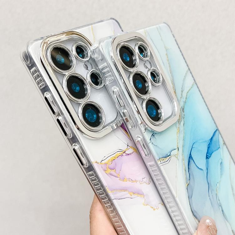 For Samsung Galaxy S25 Ultra 5G Electroplated Marble Texture Phone Case(Blue Green M9) - Galaxy S25 Ultra 5G Cases by PMC Jewellery | Online Shopping South Africa | PMC Jewellery | Buy Now Pay Later Mobicred