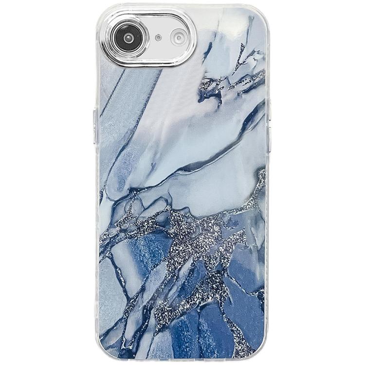 For iPhone 16e Electroplated Marble Texture Phone Case(Navy Blue M17) - iPhone 16e Cases by PMC TechLife | Online Shopping South Africa | PMC TechLife | Buy Now Pay Later Mobicred