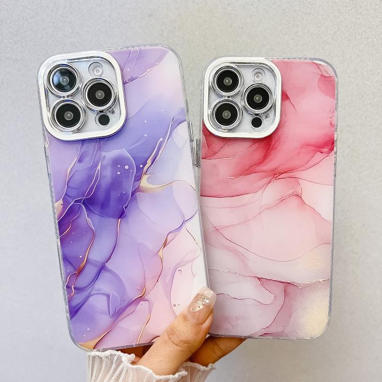 For iPhone 16e Electroplated Marble Texture Phone Case(White M8) - iPhone 16e Cases by PMC TechLife | Online Shopping South Africa | PMC TechLife | Buy Now Pay Later Mobicred