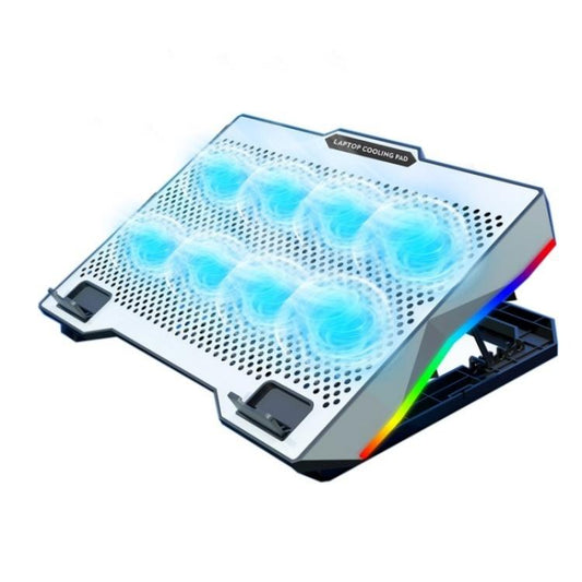 S608 RGB Light 8 Silent Fans Adjustable Height Stand Laptop Cooling Pad with Phone Holder - Cooling Pads by PMC Jewellery | Online Shopping South Africa | PMC Jewellery | Buy Now Pay Later Mobicred