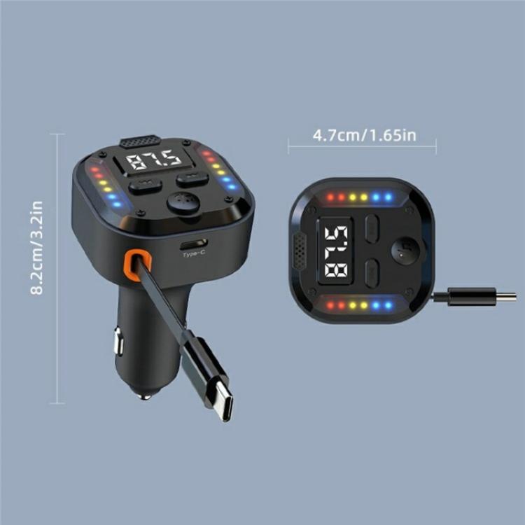 C69 PD 30W Fast Charger FM Transmitter Bluetooth Car Charger with Type-C Extendable Cable - Bluetooth Car Kits by PMc TechLife | Online Shopping South Africa | PMc TechLife | Buy Now Pay Later Mobicred