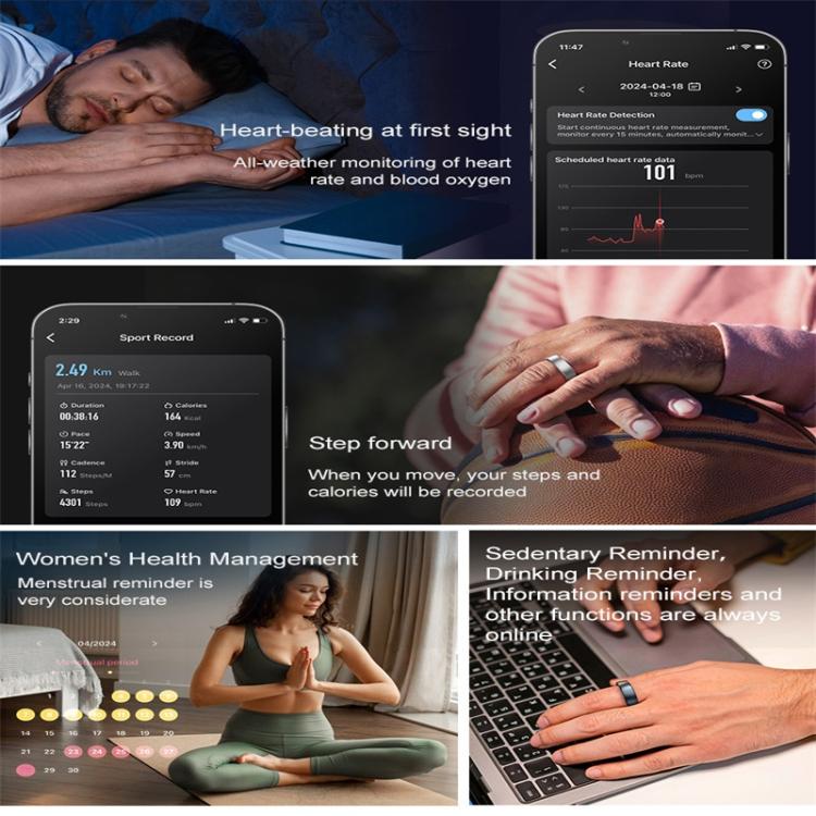 R10 SIZE 13 Smart Ring, Support Heart Rate / Blood Oxygen / Sleep / Multiple Sports Modes(Silver) - free shipping - PMC TechLife - Order now!