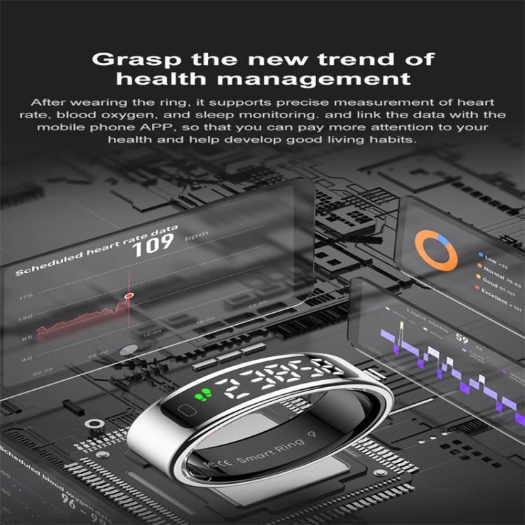 R11 SIZE 8 Smart Ring, Support Heart Rate / Blood Oxygen / Sleep / Multiple Sports Modes(Black) - free shipping - PMC TechLife - Order now!