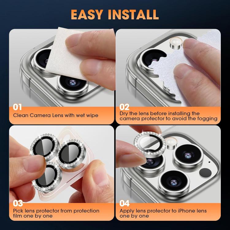 For iPhone 17 Pro Kalebol Individual Camera Lens Diamond Ring Protector(Black) - iPhone 17 Pro Tempered Glass by Kalebol | Online Shopping South Africa | PMC TechLife | Buy Now Pay Later Mobicred