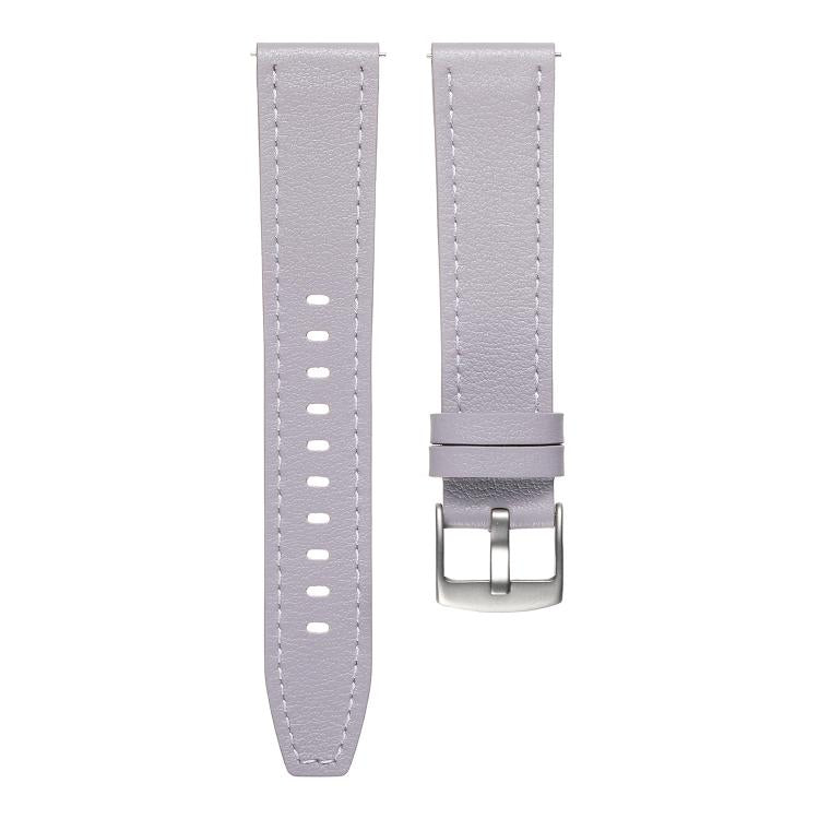 20mm Push Button Silver Steel Buckle Genuine Leather Watch Band(Purple) - free shipping - PMC TechLife - Order now!