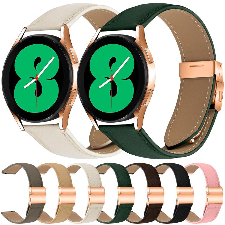 20mm Lychee Texture Rose Gold Turtle Back Buckle Leather Watch Band(Camel) - free shipping - PMC TechLife - Order now!