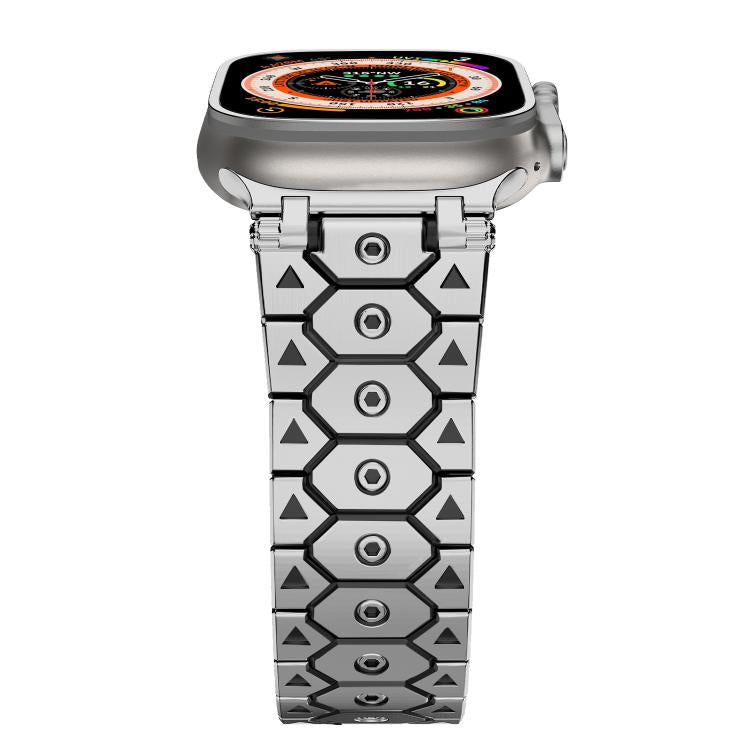 For Apple Watch 46mm / 49mm / 45mm / 44mm Octagonal Stainless Steel  Watch(Silver Inter Black) - free shipping - PMC TechLife - Order now!