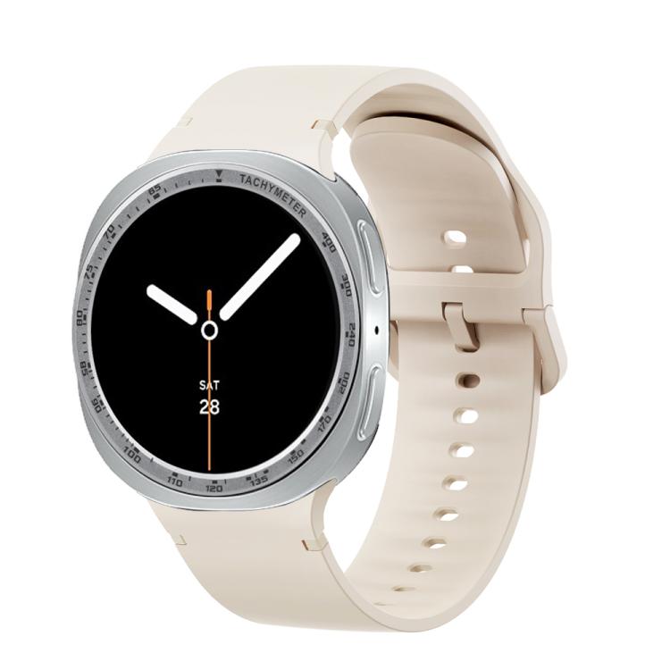 For Samsung Galaxy Watch8 44mm Speed Bezel and Solid Color Stitched Silicone Watch Band(Starlight Silver) - free shipping - PMC TechLife - Order now!