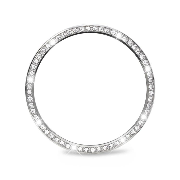 For Samsung Galaxy Watch8 44mm Diamond Bezel and Solid Color Stitched Silicone Watch Band(Light Blue Silver) - free shipping - PMC TechLife - Order now!