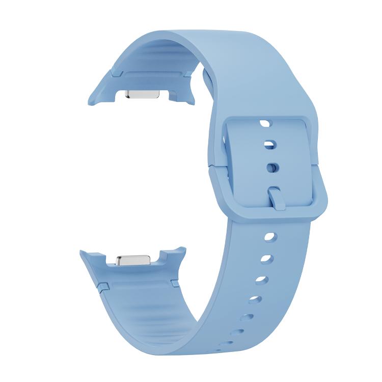 For Samsung Galaxy Watch8 44mm Diamond Bezel and Solid Color Stitched Silicone Watch Band(Light Blue Silver) - free shipping - PMC TechLife - Order now!
