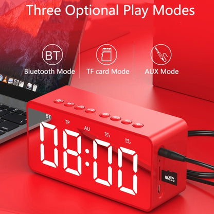 AEC BT506 Speaker with Mirror, LED Clock Display, Dual Alarm Clock, Snooze, HD Hands-free Calling, HiFi Stereo(Red) - Desktop Speaker by AEC | Online Shopping South Africa | PMC Jewellery | Buy Now Pay Later Mobicred